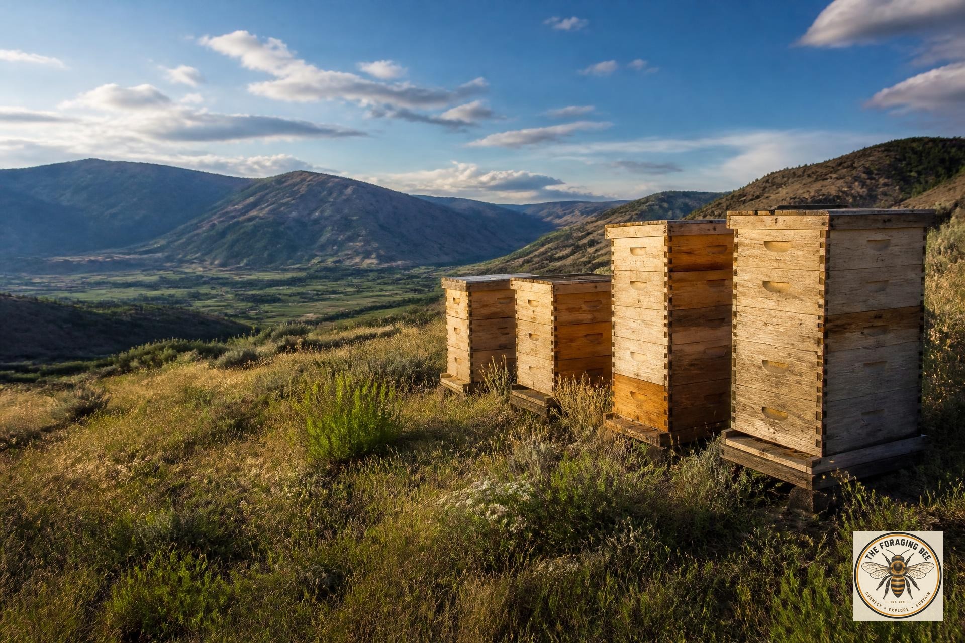 Beehives in the Similkameen Valley near Princeton, British Columbia